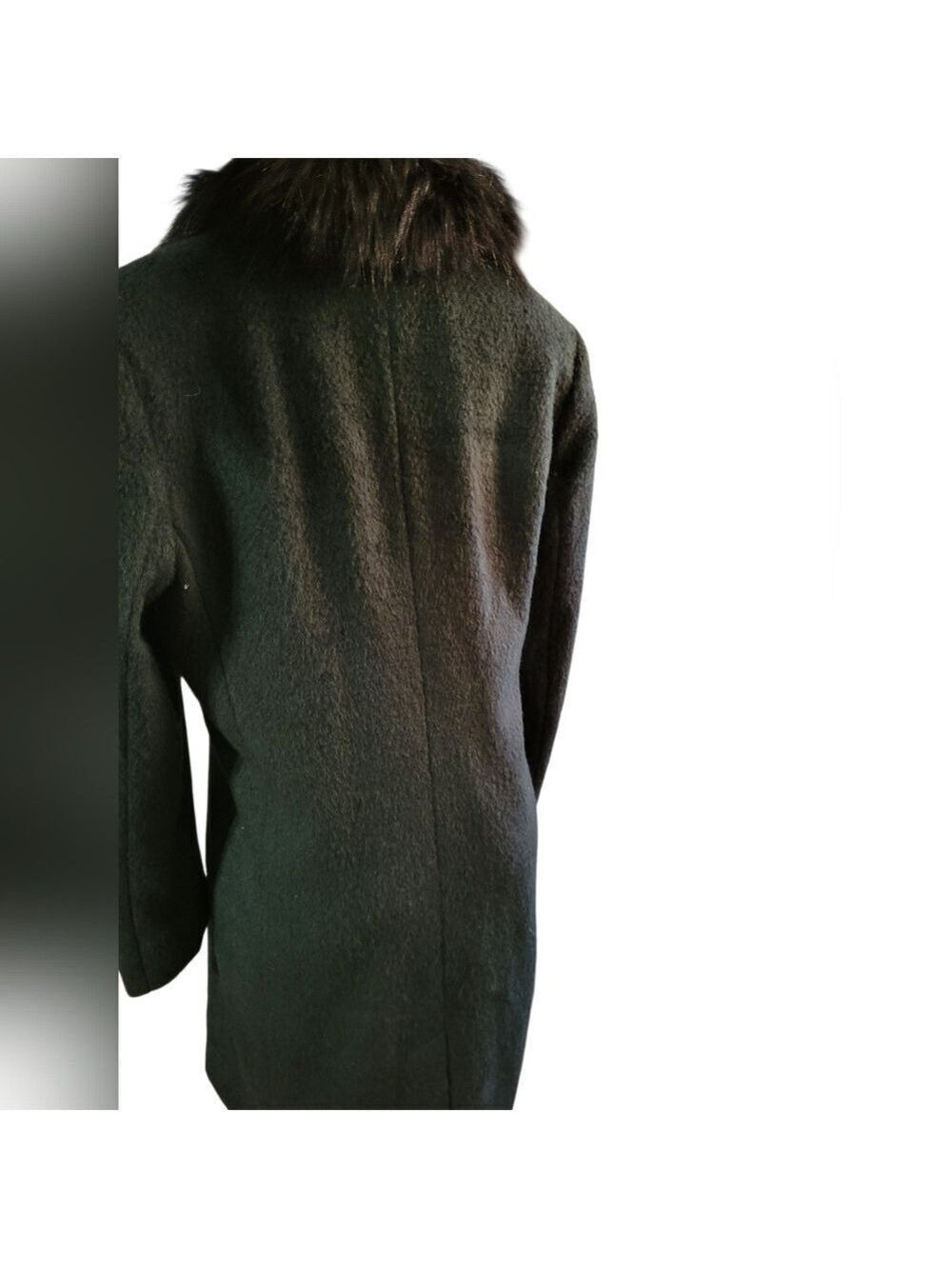 Micheal Kors Collection Wool Green Coat Trench Coat Winter Medium Large - Picture 3 of 4